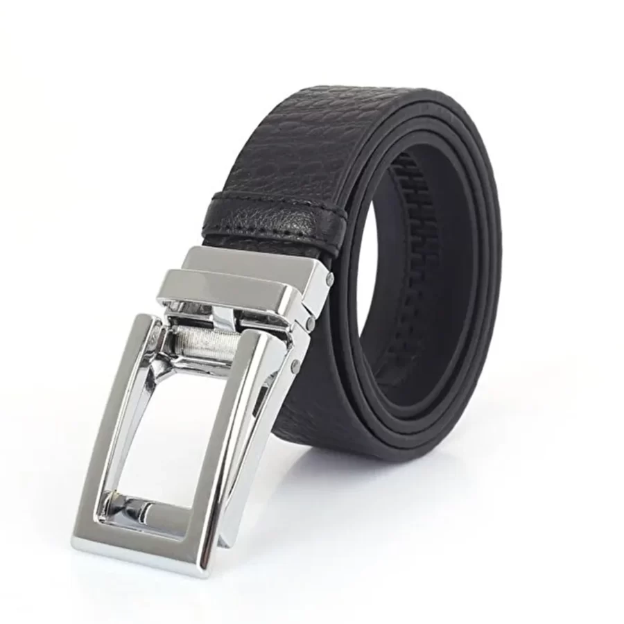 black mens automatic belt silver buckle BLASIL35PRSDRSTO 2