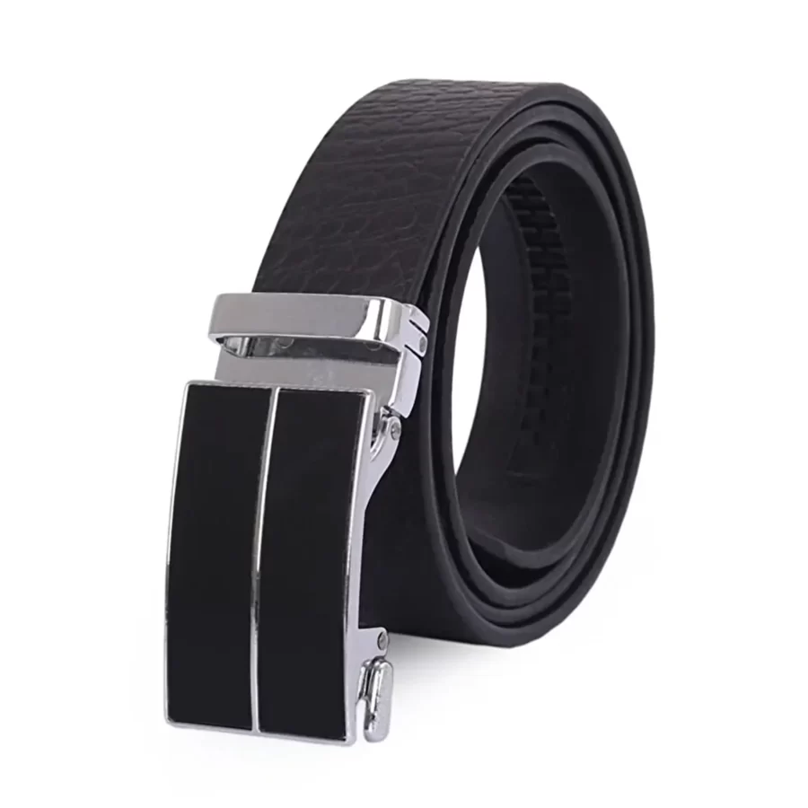 black mens ratchet belt calf leather BLA77756865170DRSTO 2