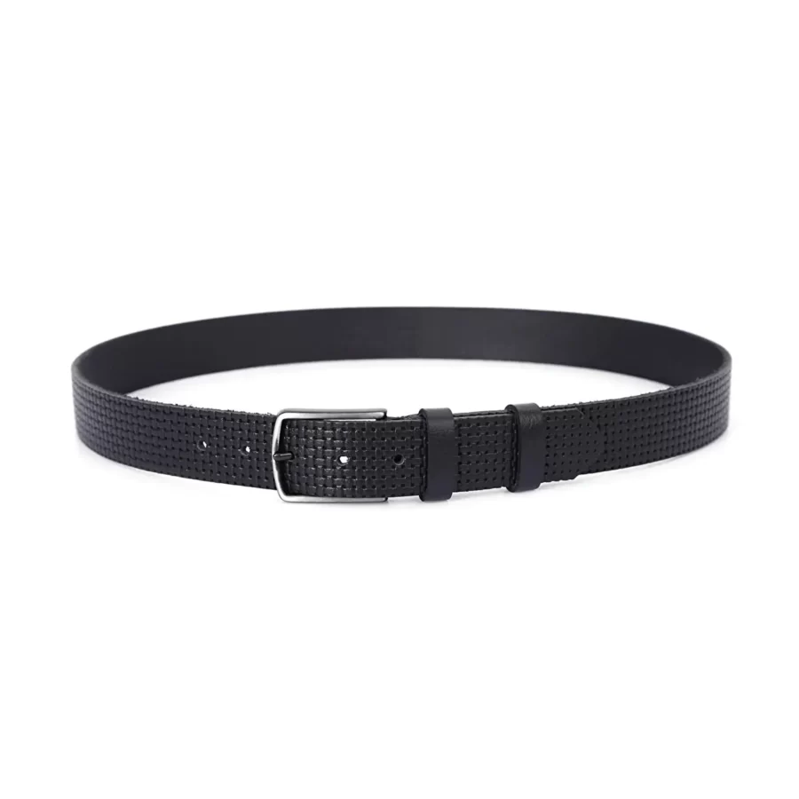 mens belt for jeans check texture with silver buckle PRSBELKLS66 3