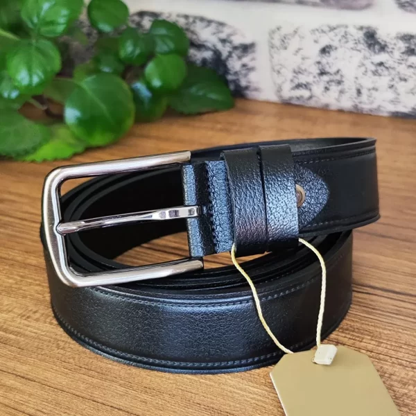 Black Cool Belt For Men Stitched Lines KK 3 2