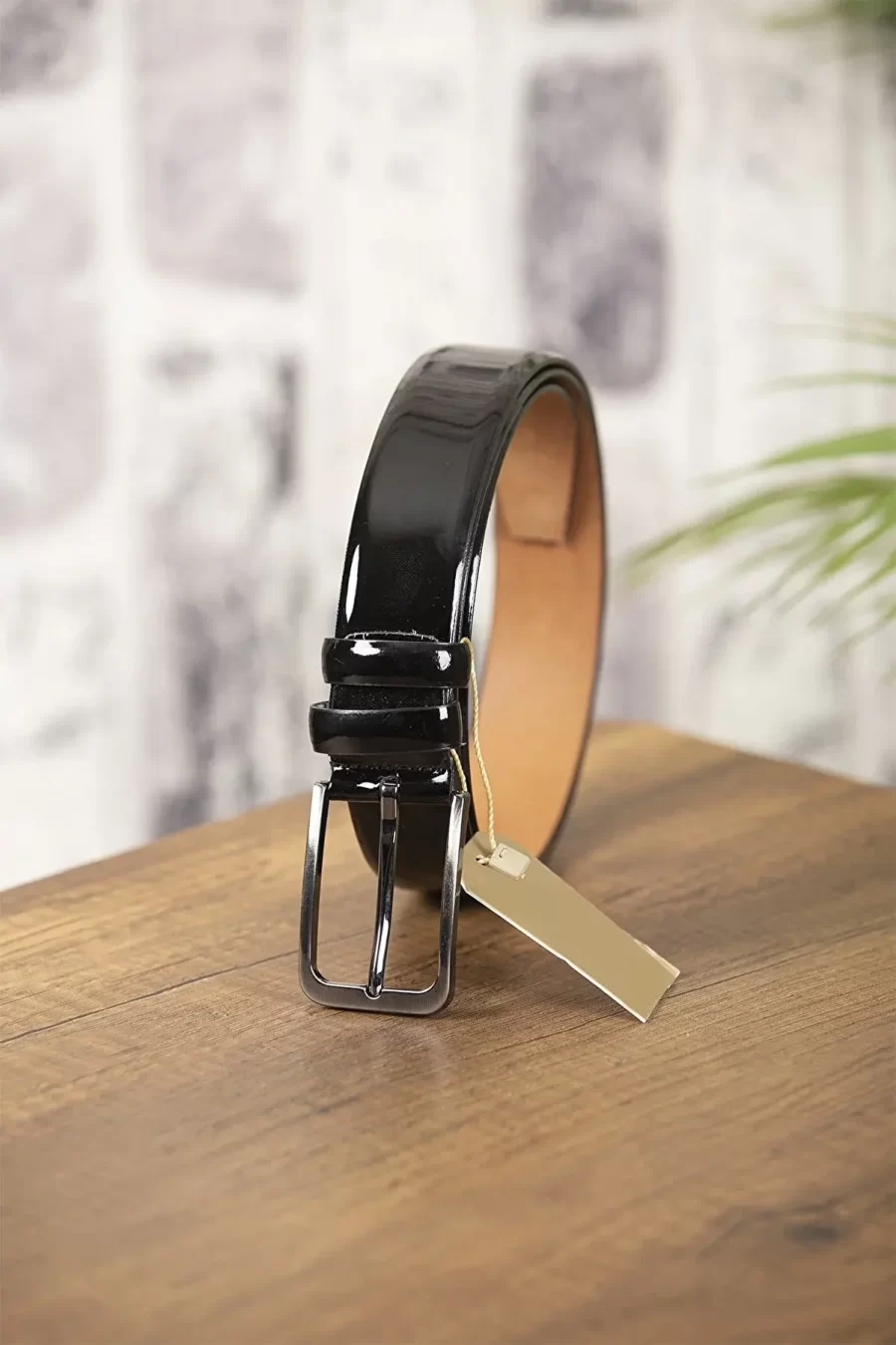 Black Gents Belt Patent Leather KD 001 11 1