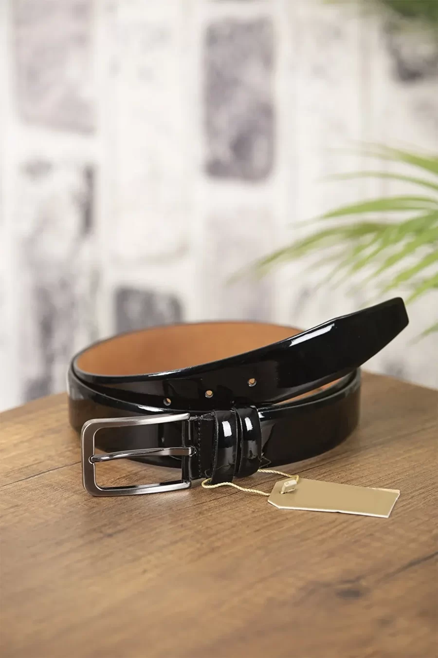 Black Gents Belt Patent Leather KD 001 11 2