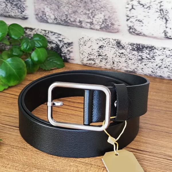 Black Gents Belt With Rounded Corner Buckle KK 9 2