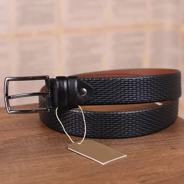 Black Gents Leather Belt For Pants KD 003 3 6