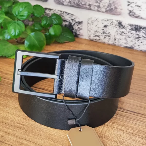 Black Gents Leather Belt Thick Belt Mens Black Buckle KK 8 2