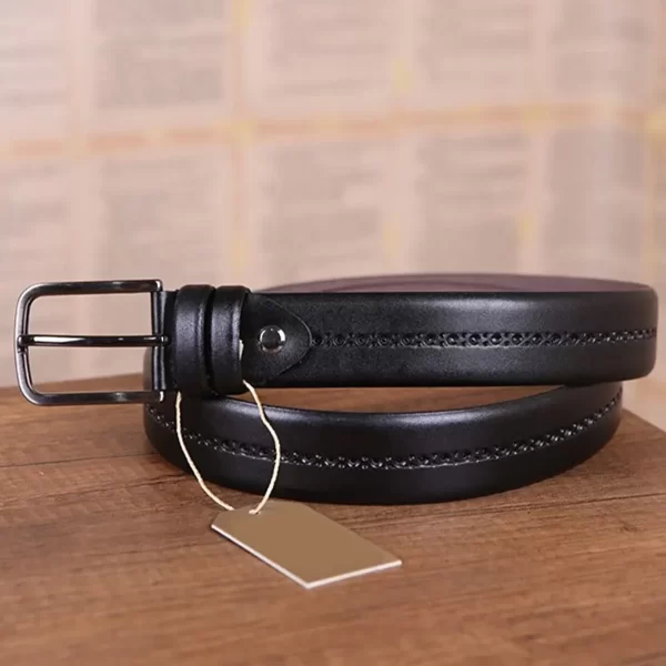 Black Mens Belt Dotted Line Designer KD 006 1 8