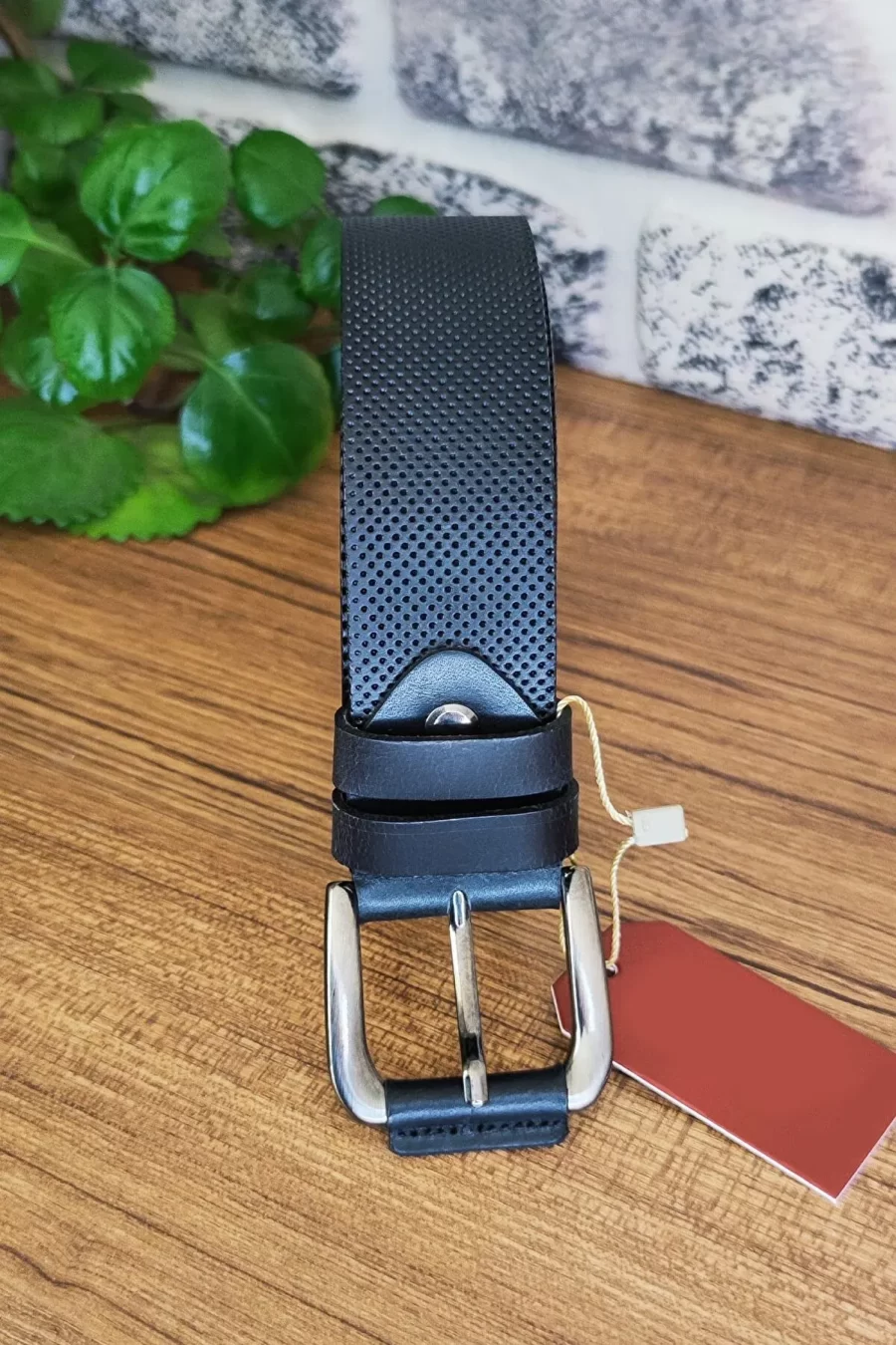 Black Mens Belt Dotted Texture kasva 33 1