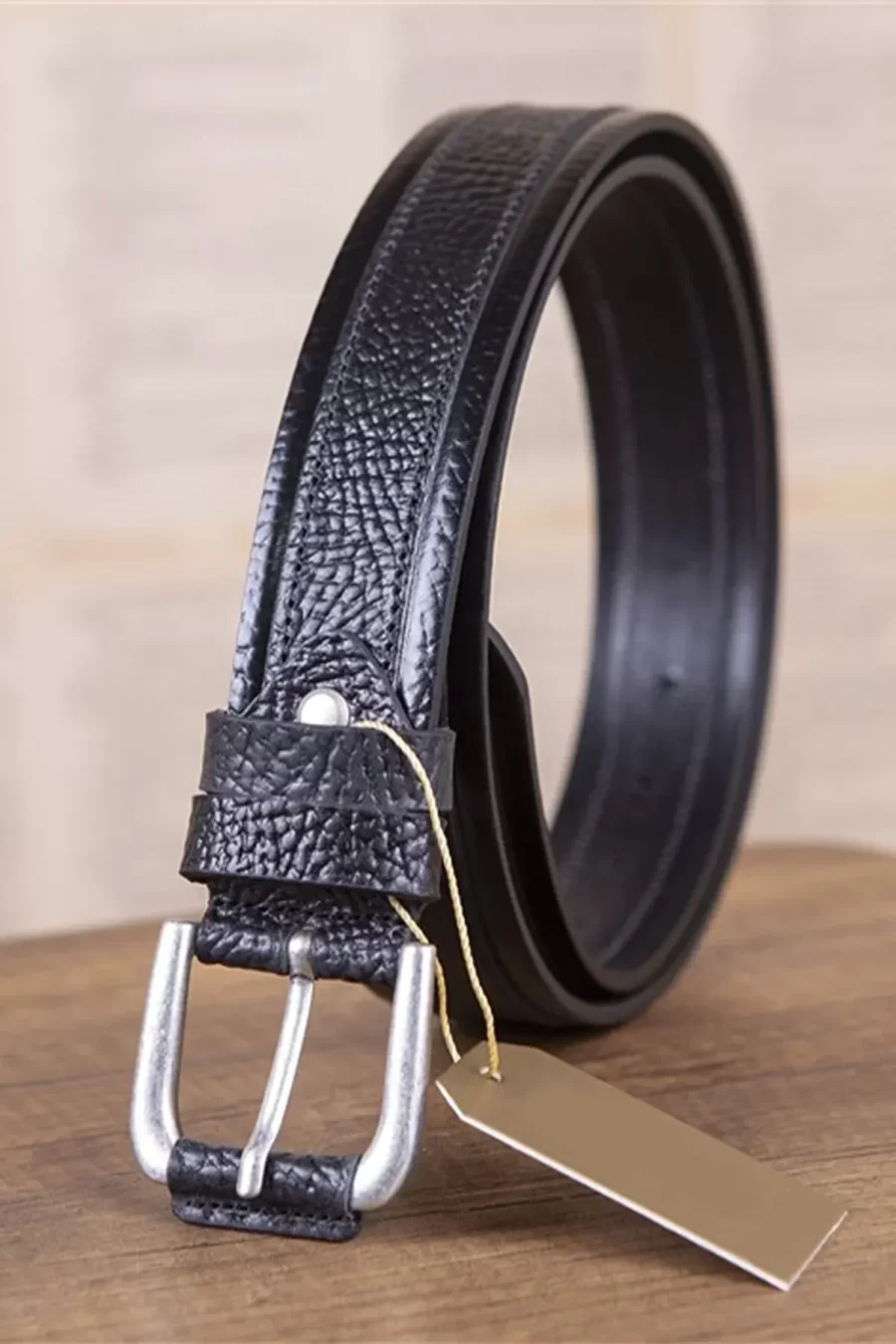 Black Mens Covered Buckle Belt For Jeans KSV 004 3 7