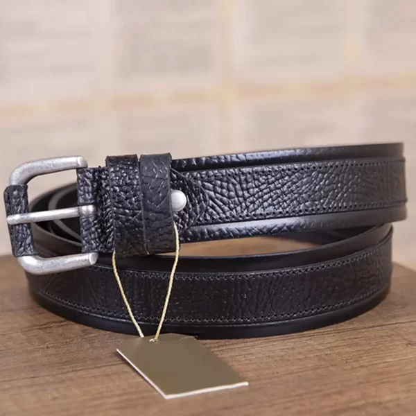 Black Mens Covered Buckle Belt For Jeans KSV 004 3 8