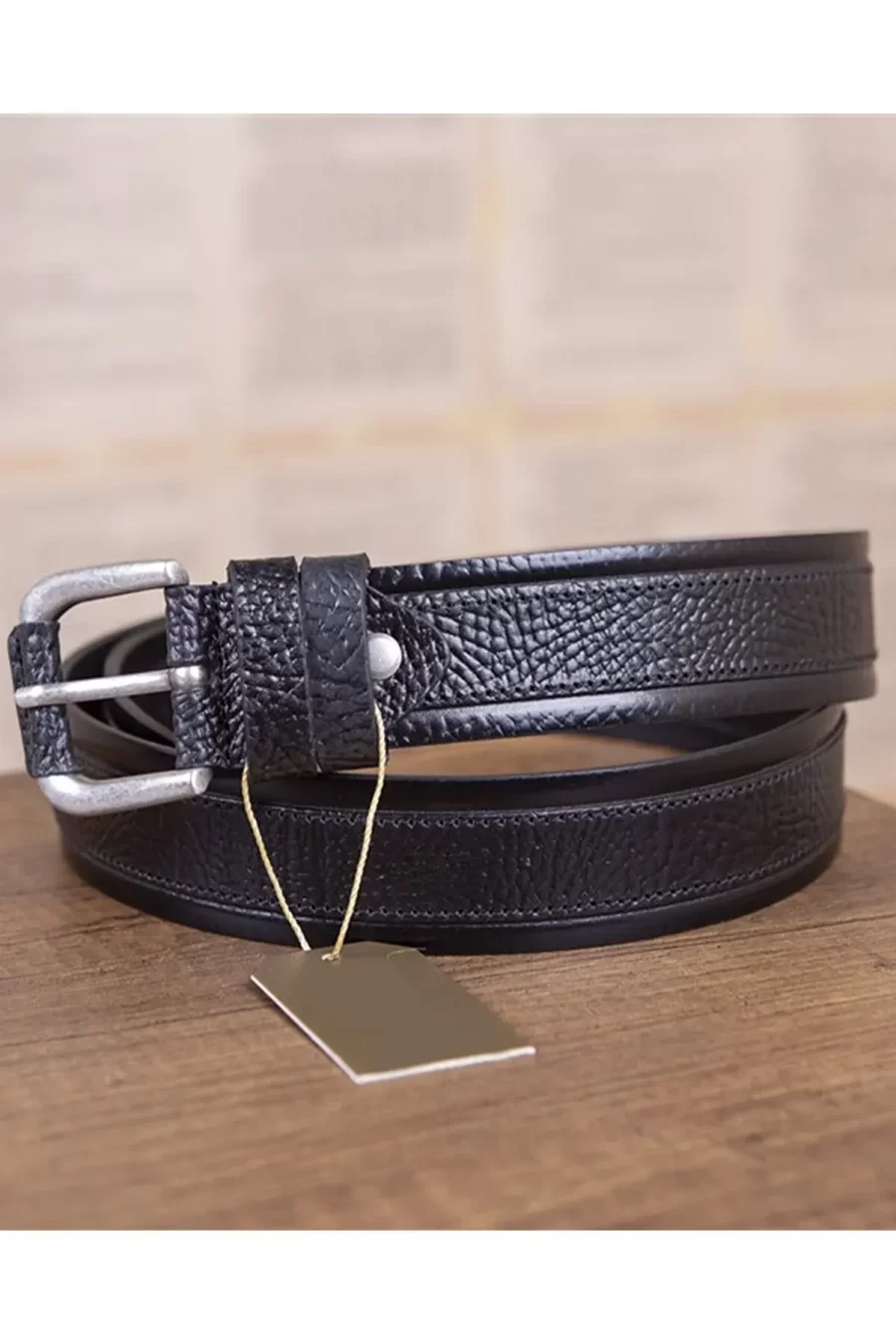 Black Mens Covered Buckle Belt For Jeans KSV 004 3 8