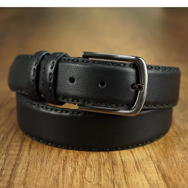 Black Mens Stitched Belt For Jeans KS 10