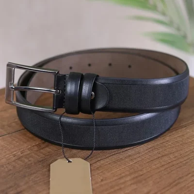 Black Mens Vegan Belt Laser Cut KS 1004 1 2
