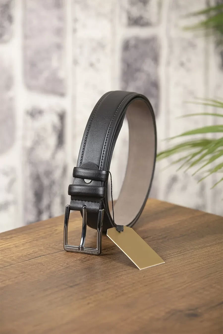 Black Mens Vegan Belt Line Texture TYC00433505250 1