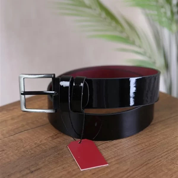 Black Mens Vegan Belt Patent KSS 106 14 2