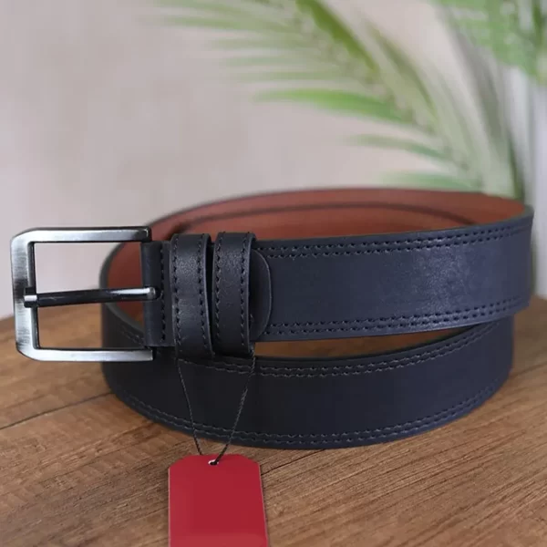 Black Mens Vegan Belt Stitched KSS 107 1 2