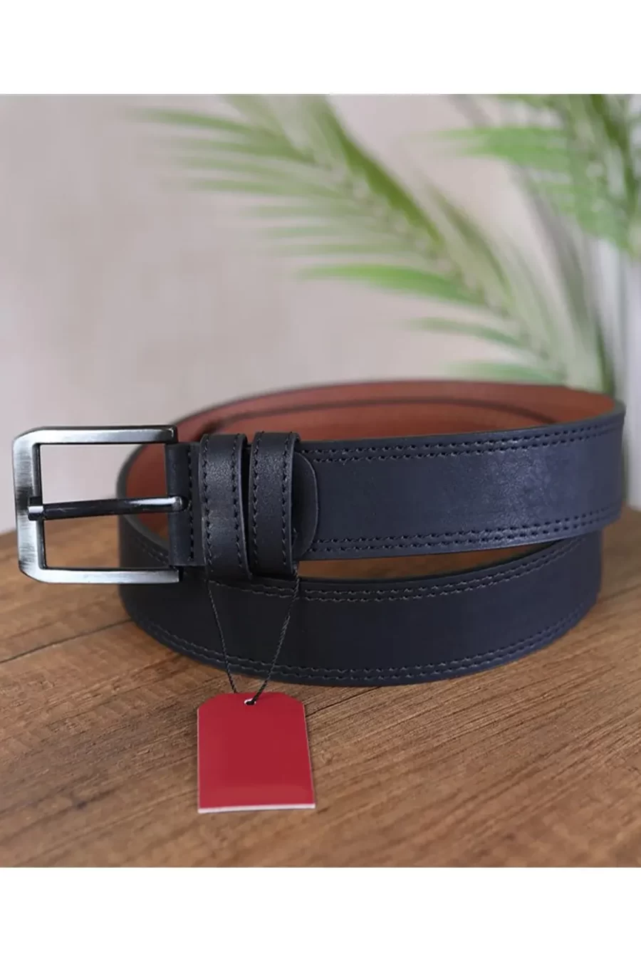 Black Mens Vegan Belt Stitched KSS 107 1 2