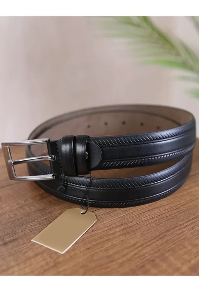 Black-Mens-Vegan-Leather-Belt-  display picture 3