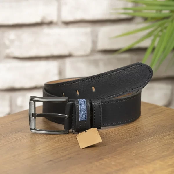 Black Mens Vegan Leather Belt Jeans Detail KEMER3 2