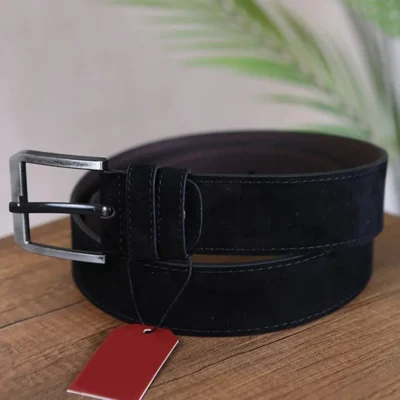 Black Mens Vegan Leather Belt Suede KSS 114 2 2