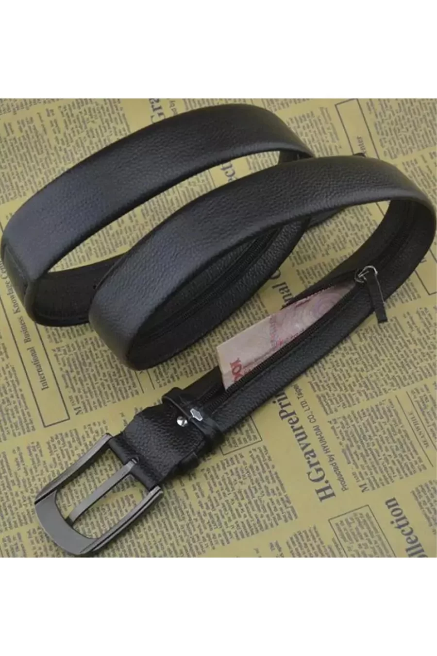 Black Money Belt For Men With Zip Real Leather KD 001 12 1