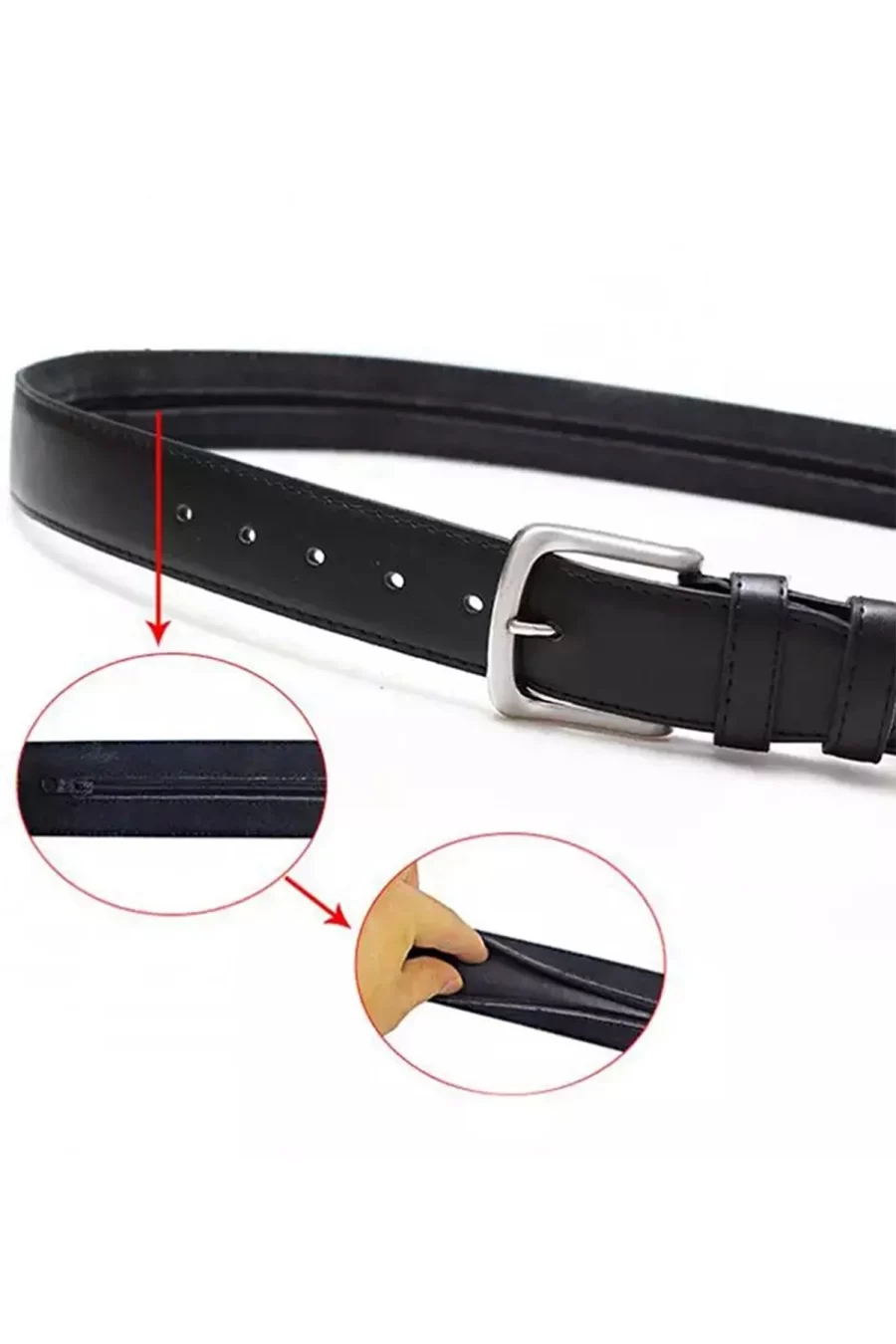 Black Money Belt For Men With Zip Real Leather KD 001 12 3