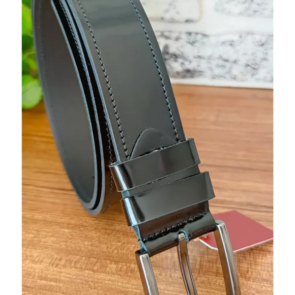 Black Wide Patent Leather Belt For Men KV 2