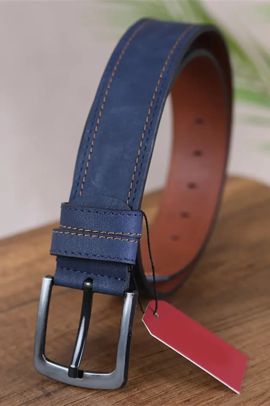 Blue Gents Vegan Belt Stitched KSS 107 4 1