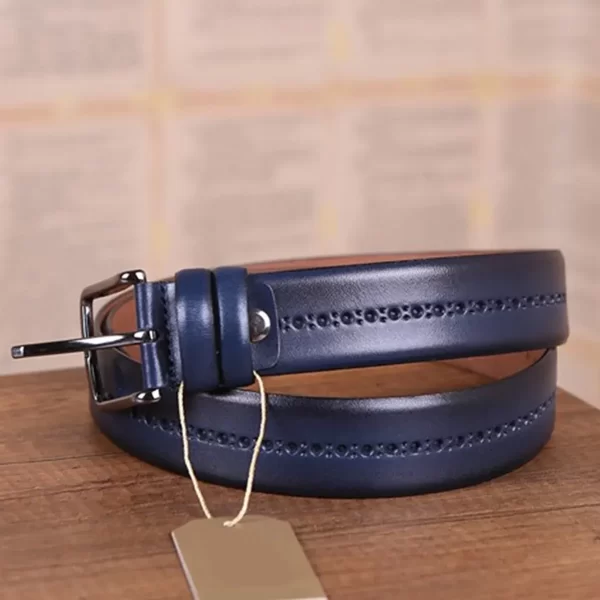 Blue Mens Belt Dotted Line Designer KD 006 1 6