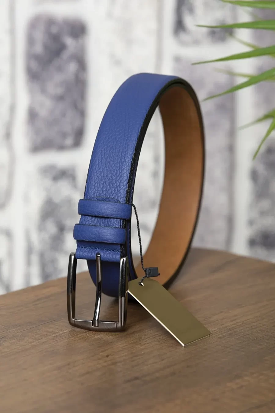 Blue Mens Belt Fashion Soft Calfskin FLOTUR01 7