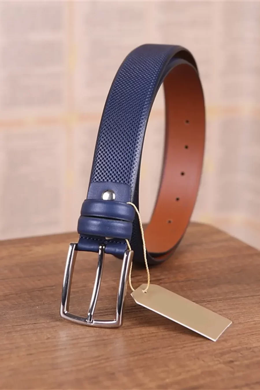 Blue Mens Belt For Trousers Perforated KSV 00 5