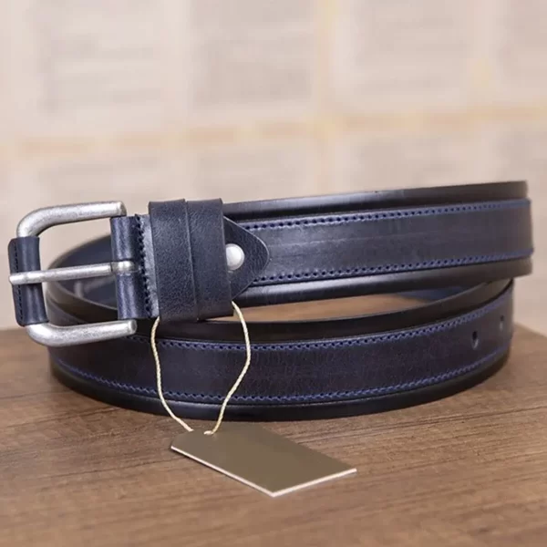 Blue Mens Covered Buckle Belt For Jeans KSV 007 01 4