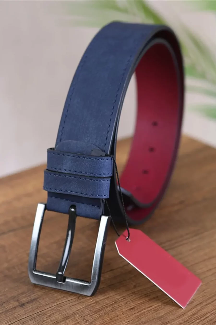 Blue Mens Vegan Belt Stitched KSS 108 4 5