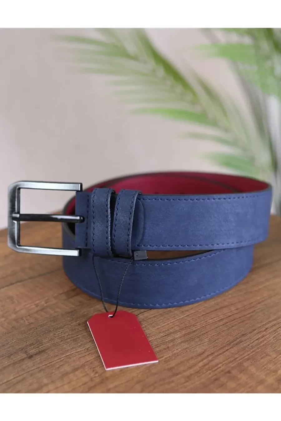 Blue Mens Vegan Belt Stitched KSS 108 4 6