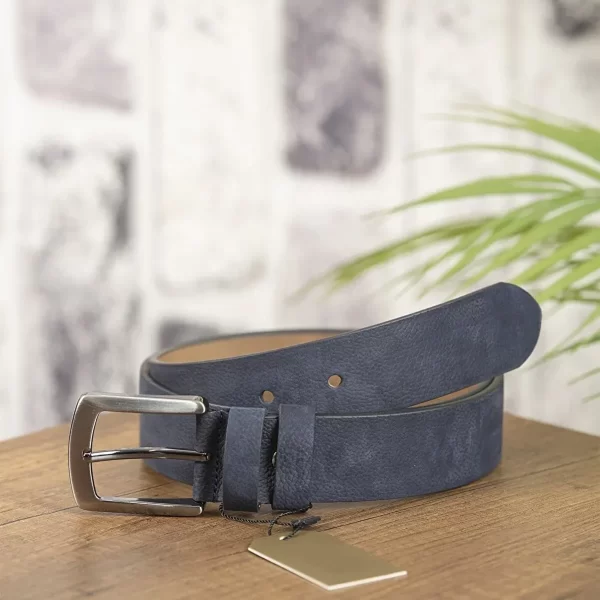 Blue Soft Leather Belt Nubuck KV 03 8