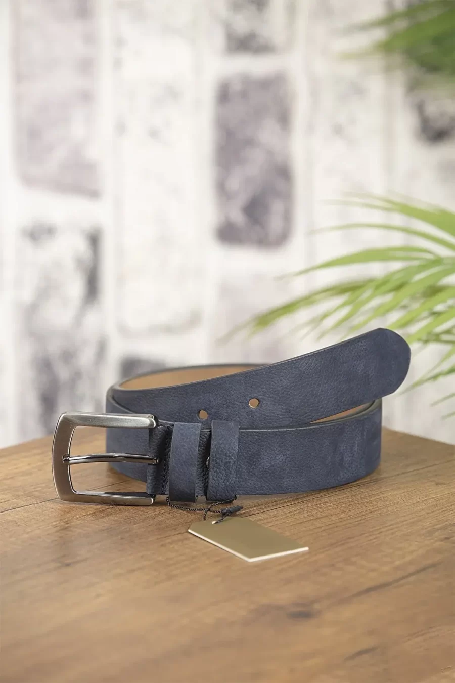 Blue Soft Leather Belt Nubuck KV 03 8