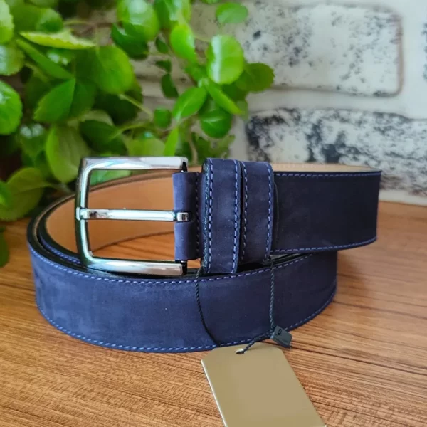 Blue Soft Leather Belt Nubuck KV 04 2