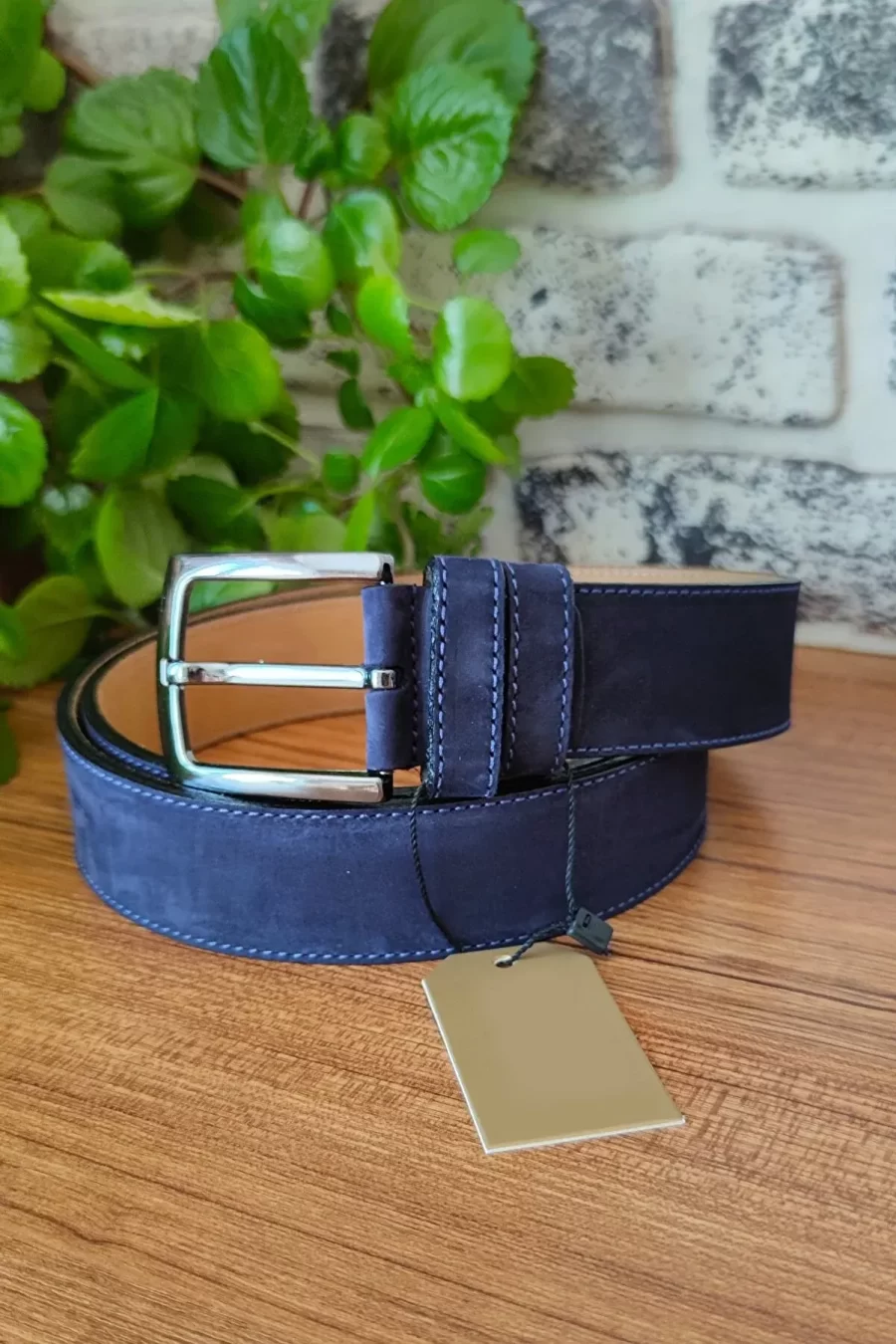 Blue Soft Leather Belt Nubuck KV 04 2