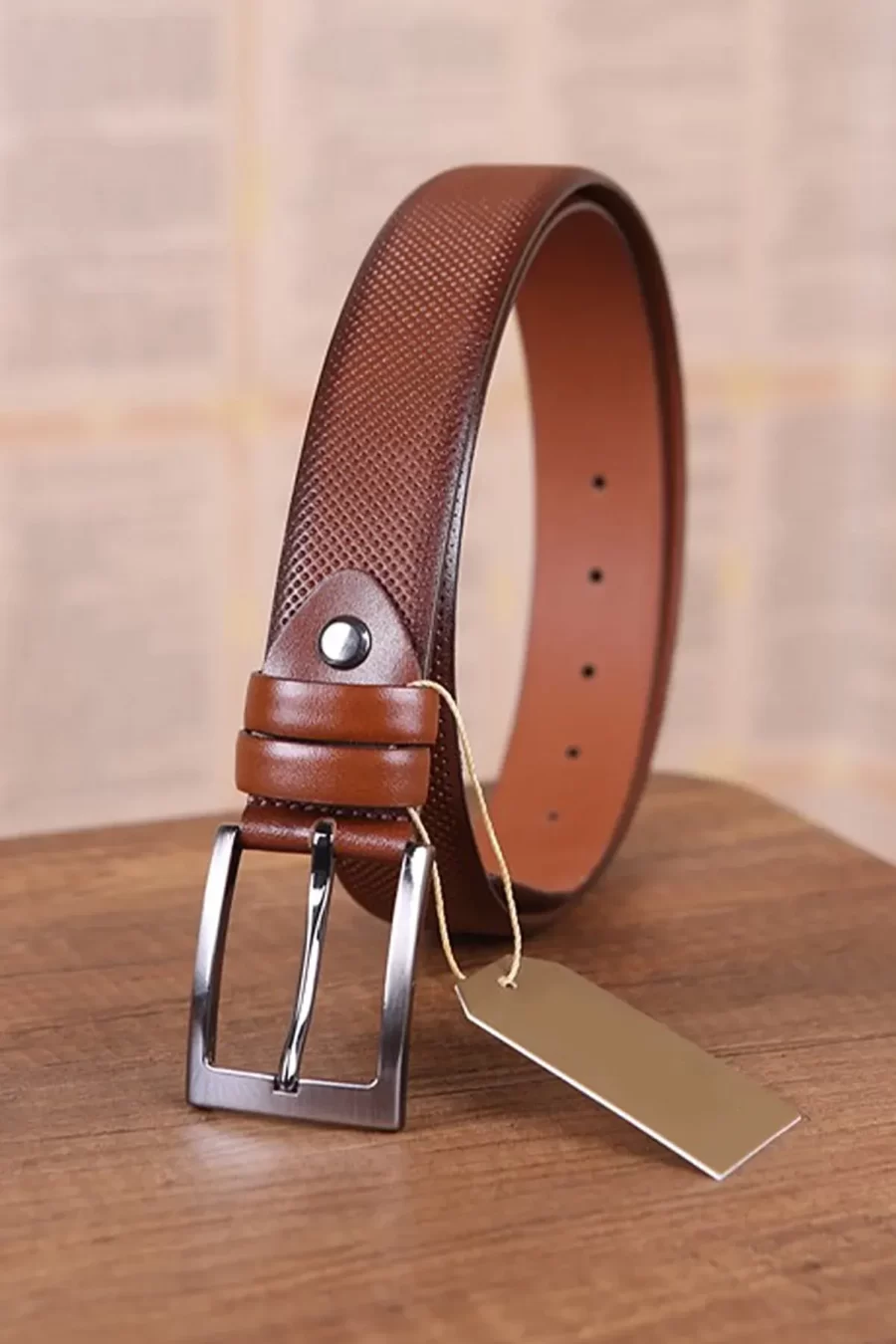 Brown Gents Belt For Trousers Perforated Calfskin KSV 00 1