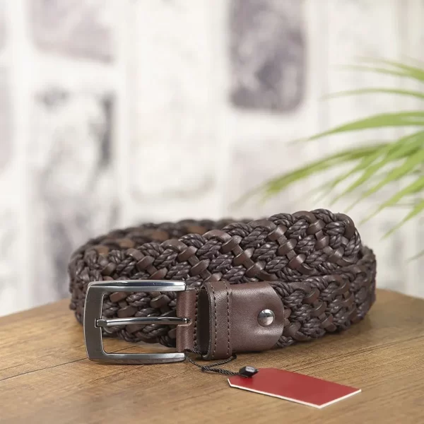 Brown Male Belt Woven Leather TYC00433796071 2