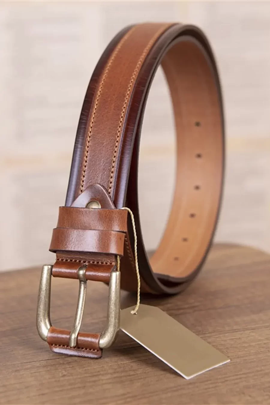 Brown Mens Covered Buckle Belt For Jeans KSV 007 01 5