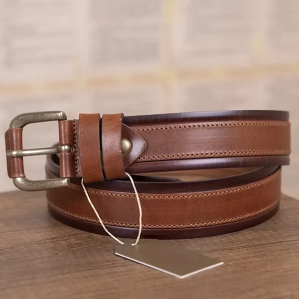 Brown Mens Covered Buckle Belt For Jeans KSV 007 01 6