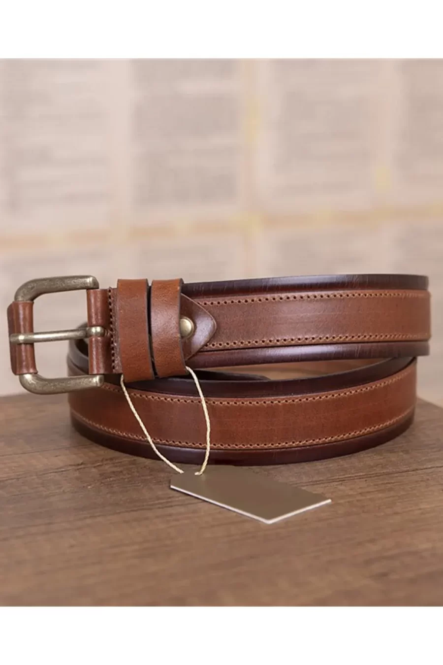 Brown Mens Covered Buckle Belt For Jeans KSV 007 01 6