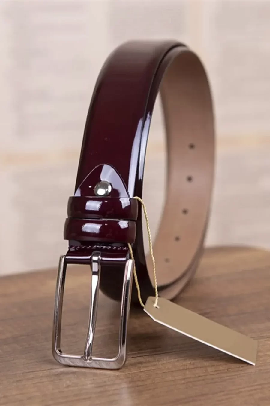 Burgundy Gents Patent Leather Belt KD 001 7 1