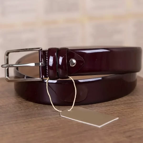 Burgundy Gents Patent Leather Belt KD 001 7 2