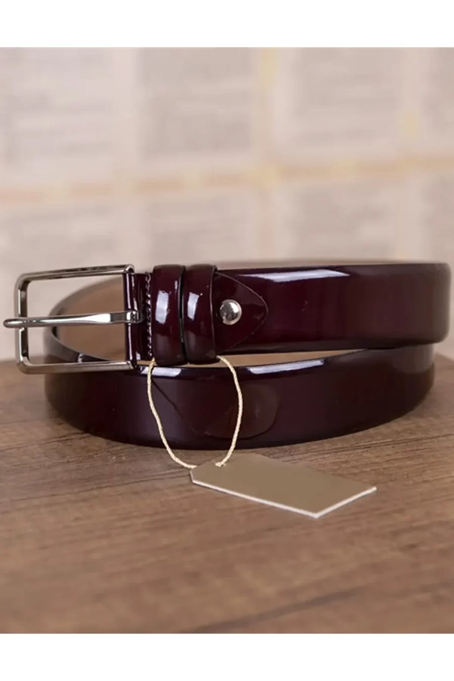 Burgundy Gents Patent Leather Belt KD 001 7 2