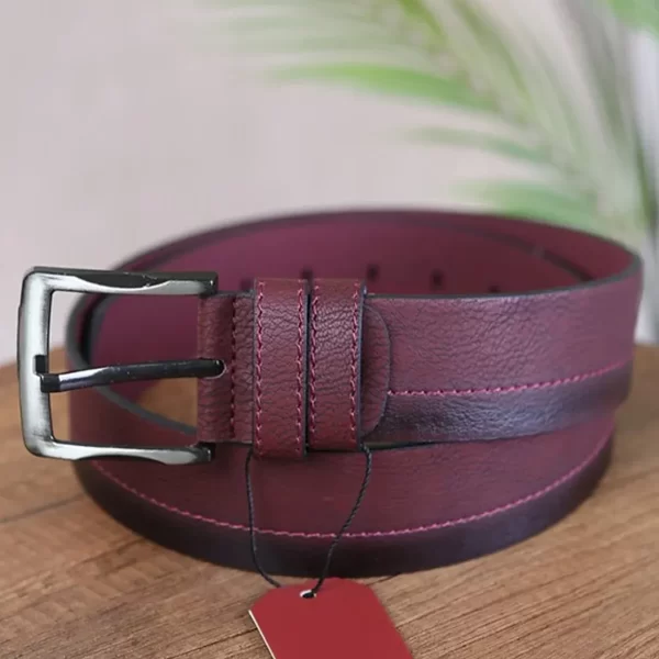 Burgundy Mens Vegan Belt Casual KSS 102 10 6