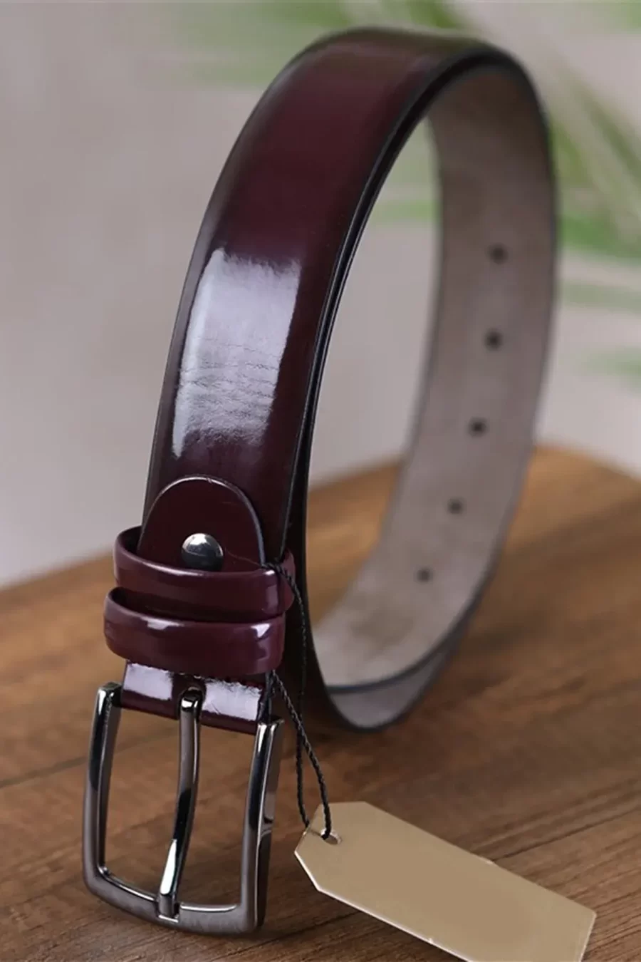 Burgundy Mens Vegan Belt Patent KS 1000 12 1