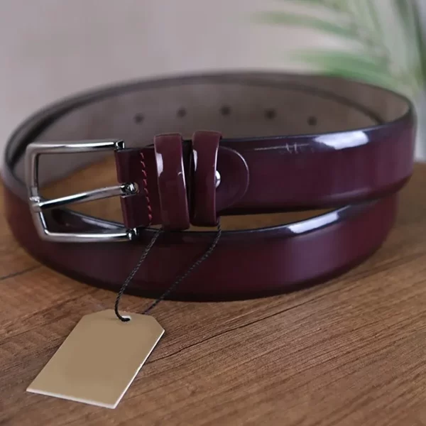 Burgundy Mens Vegan Belt Patent KS 1000 12 2