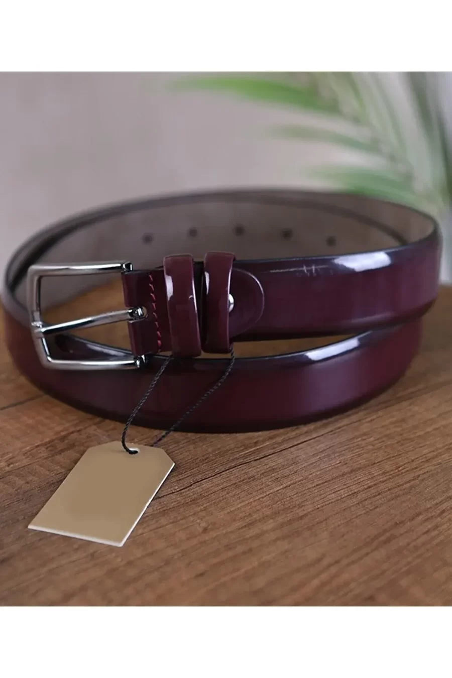 Burgundy Mens Vegan Belt Patent KS 1000 12 2