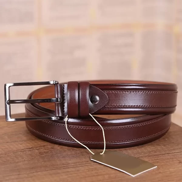 Italian-leather Reversible Belt with Branded Hardware Keeper- Black | Men's Business Belts Size 38